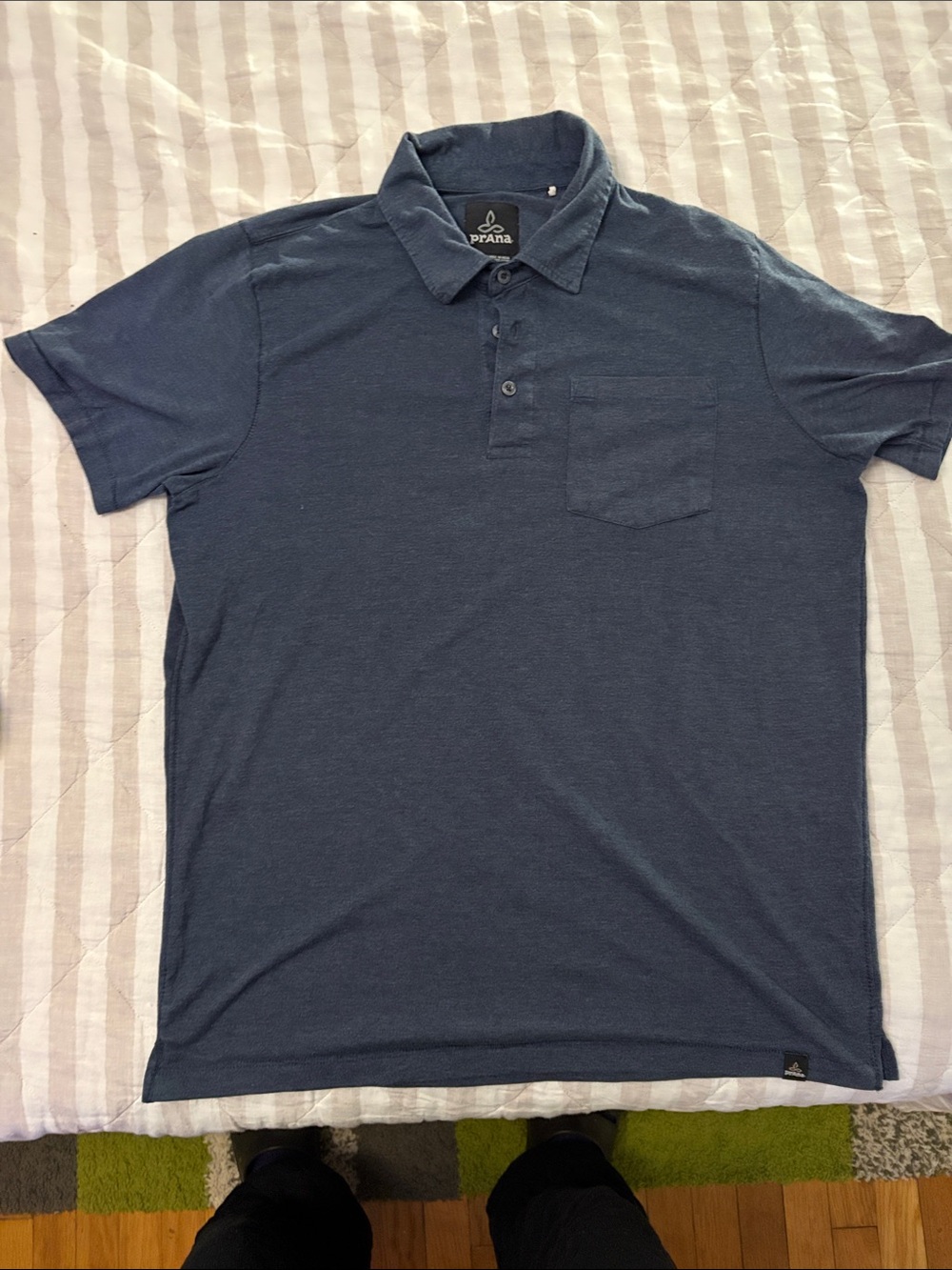 Prana Men's Dark Blue Short-Sleeve Polo